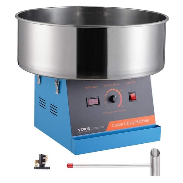 VEVOR Electric Cotton Candy Machine 1000W Candy Floss Maker with Stainless Steel Bowl Commercial Cotton Candy Machine, Blue