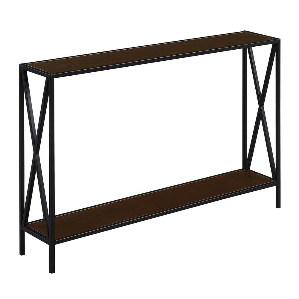 Tucson 48" Espresso and Black Metal Console Table with Shelf