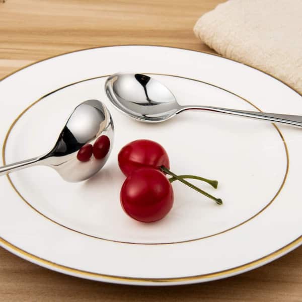 KHKFY 6-Inch Small Stainless Steel Soup Spoons Set of 4 with