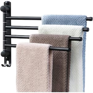 Black Towel Rack Swivel Towel Rack Wall Mounted, SUS304 Stainless Steel Towel Bar, Space Saving Towel Holder
