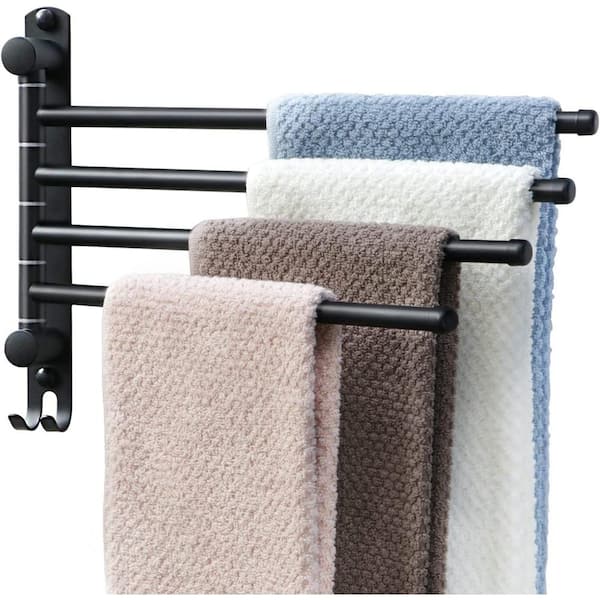 Dyiom Black Towel Rack Swivel Towel Rack Wall Mounted, SUS304 Stainless Steel Towel Bar, Space Saving Towel Holder