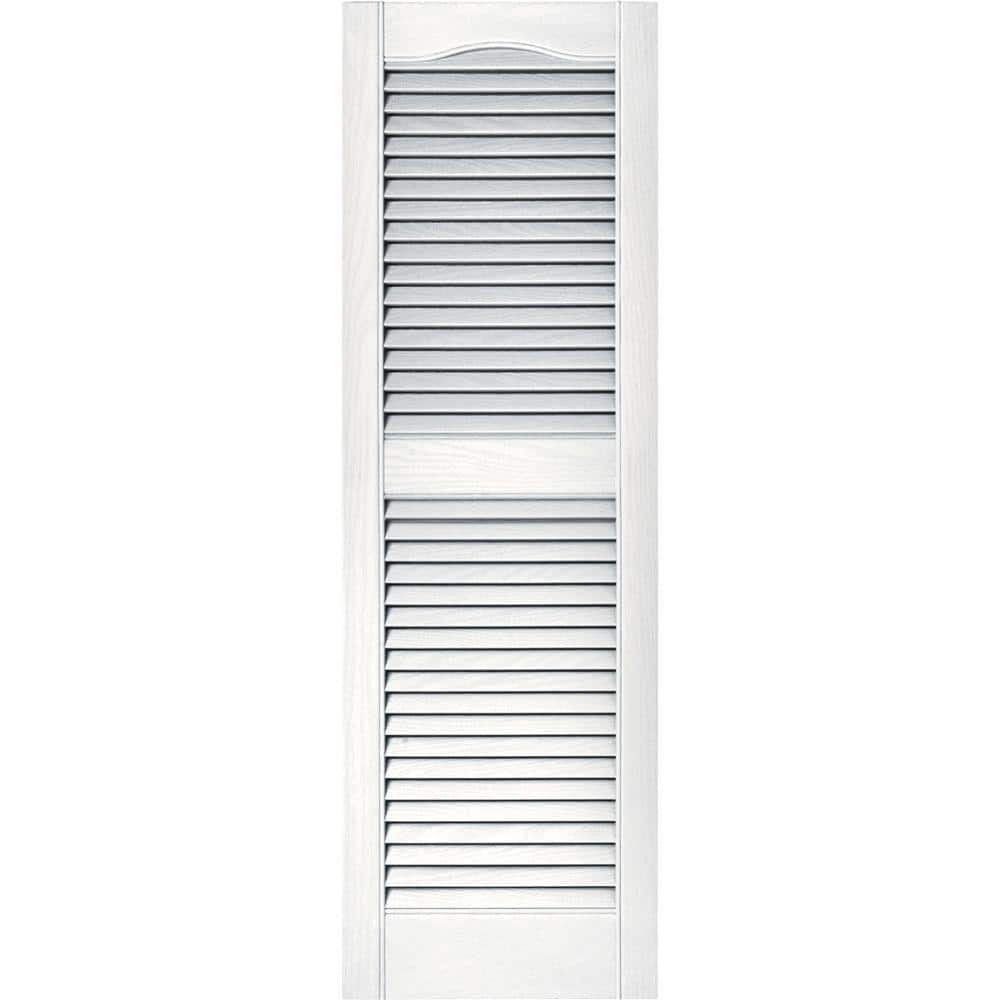 Builders Edge - 15 in. x 48 in. Louvered Vinyl Exterior Shutters Pair in #001 White