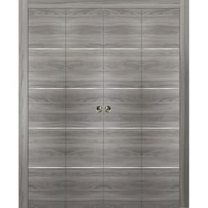 0020 96 in. x 96 in. Flush Solid Core Wood Ginger Ash Finished Wood Bifold Door with Double Hardware