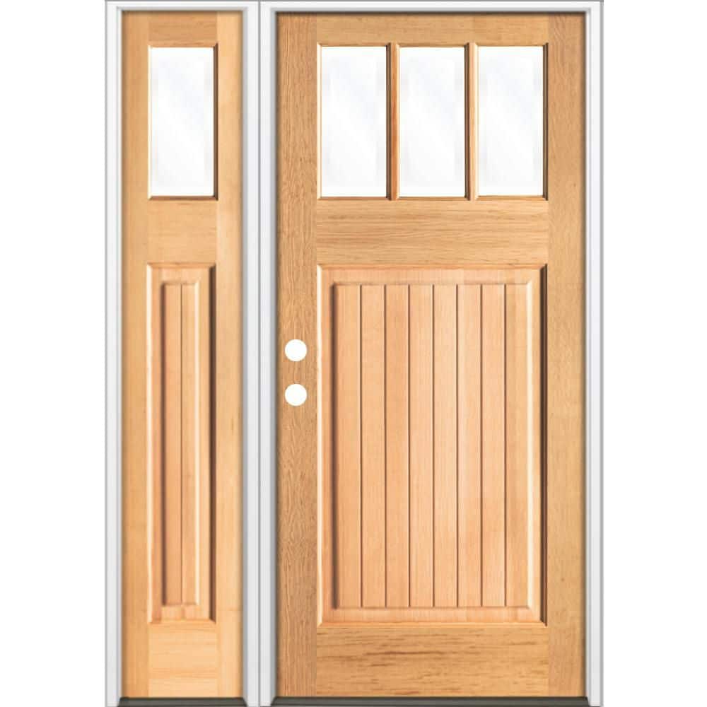 50 in. x 80 in. Craftsman 3 Lite VG Clear Stain Right-Hand/Inswing Hemlock Wood Prehung Front Door w/LSL price history on PriceWatchPro
