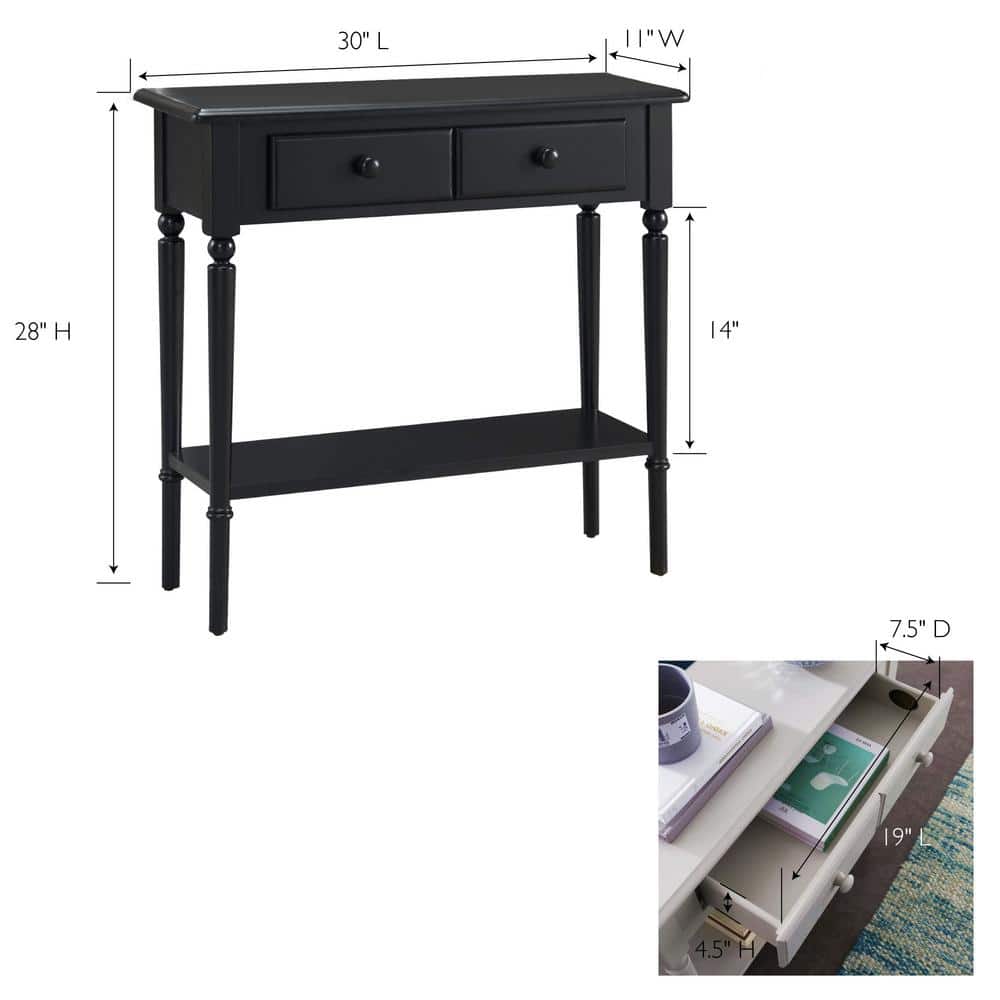 Swan Black Coastal Wood Sofa Console with Storage