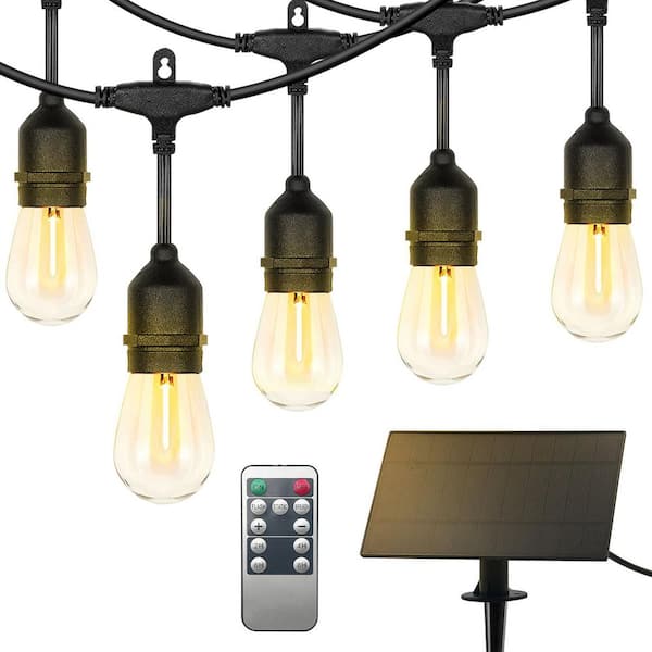15 Bulbs 50 ft. Outdoor Solar LED Edison String-Light with Remote Control