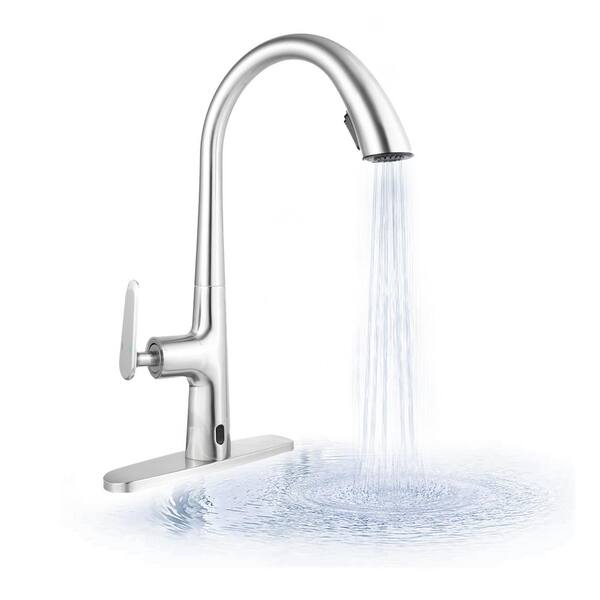 MYCASS Single Handle Pull Down Sprayer Kitchen Faucet with Bubble Water