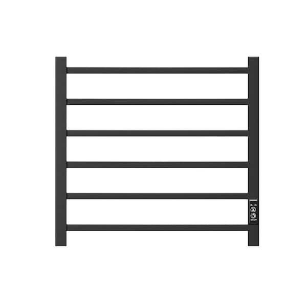 6-Wall Mounted Stainless Steel Black Bathroom Electric Heated Towel Rack (21.65 in. x 4.53 in. x 19.69 in.)