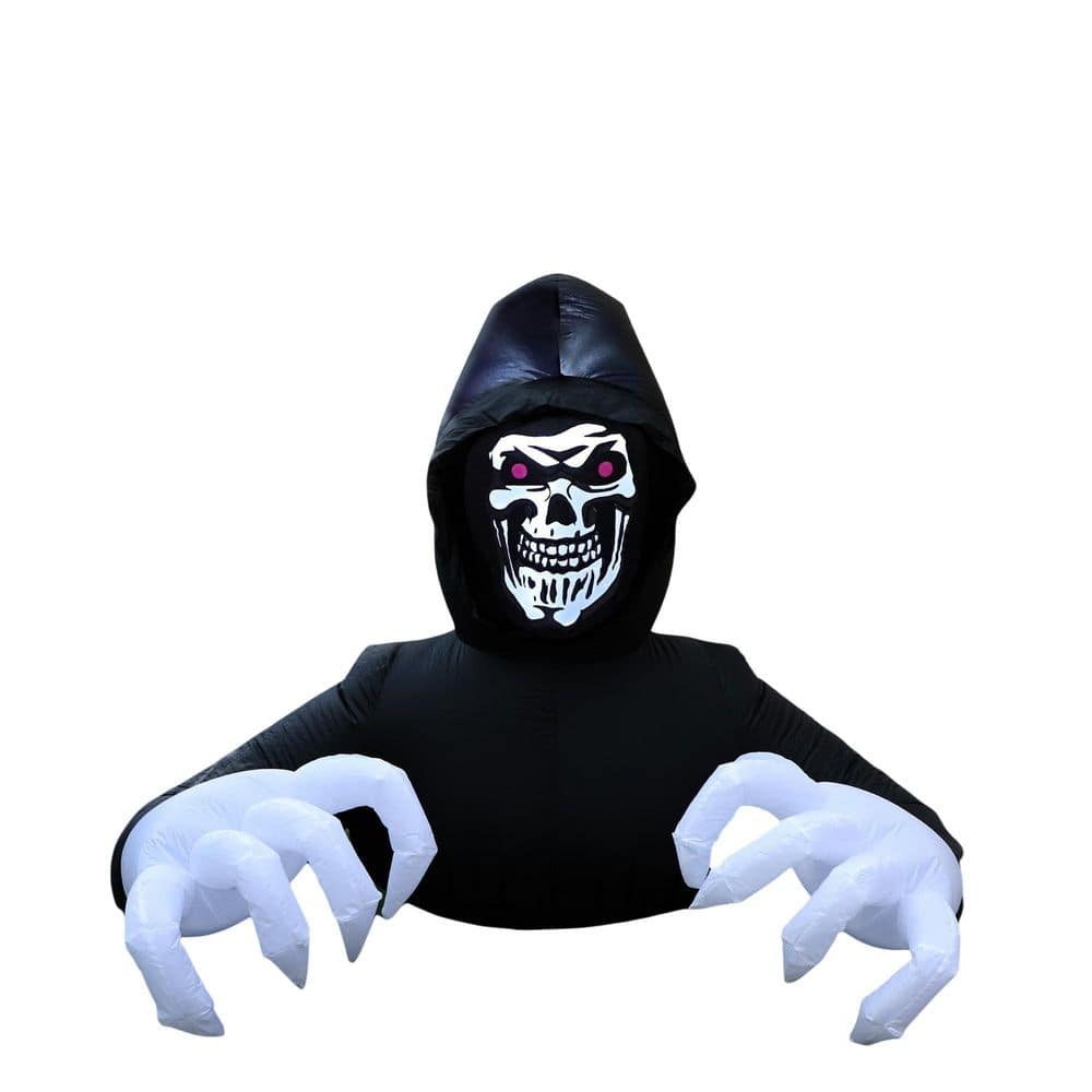 OGETFUUR 5 ft. x 5.9 ft. Grim Reaper Spooky Ghost with LED Lights Halloween Inflatable, Made of Premium Polyester, Durable