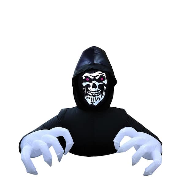 5 ft. x 5.9 ft. Grim Reaper Spooky Ghost with LED Lights Halloween Inflatable, Made of Premium Polyester, Durable