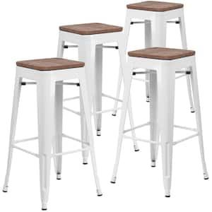 30 in. White Bar Stool (4-Pack)