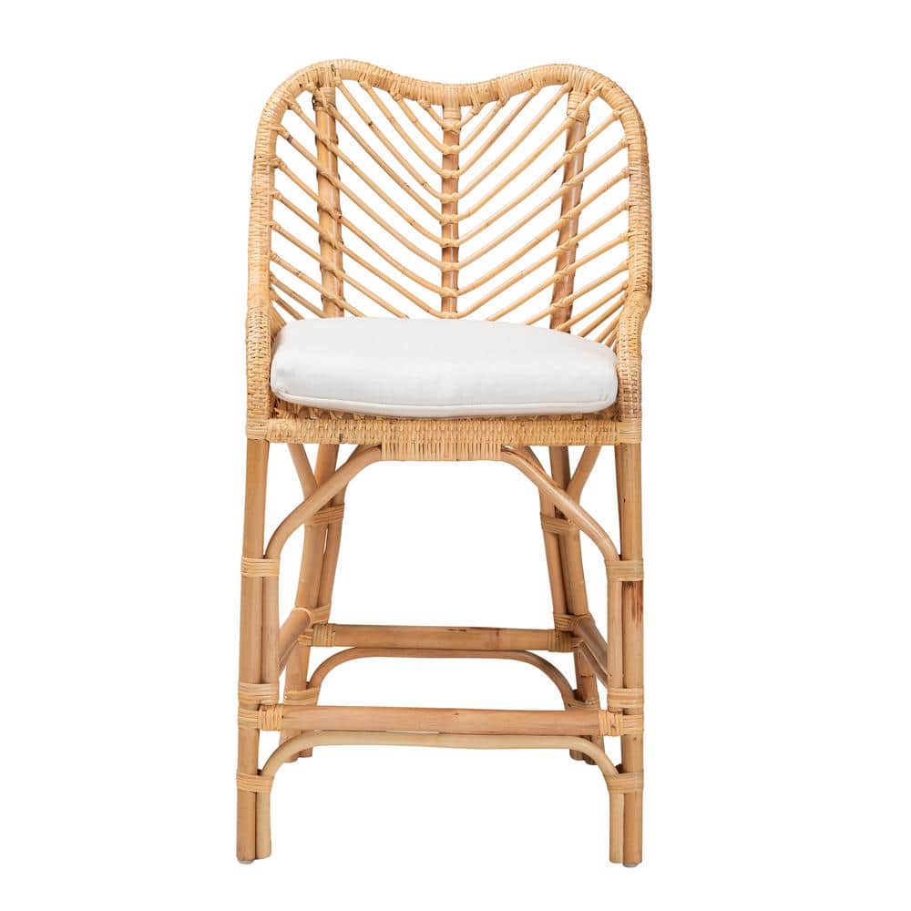 Arween Handcrafted Natural Brown Rattan Bohemian Counter Stool