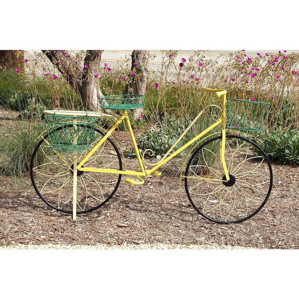 32 in. H x 54 in. W Yellow Metal Vintage Plantstand