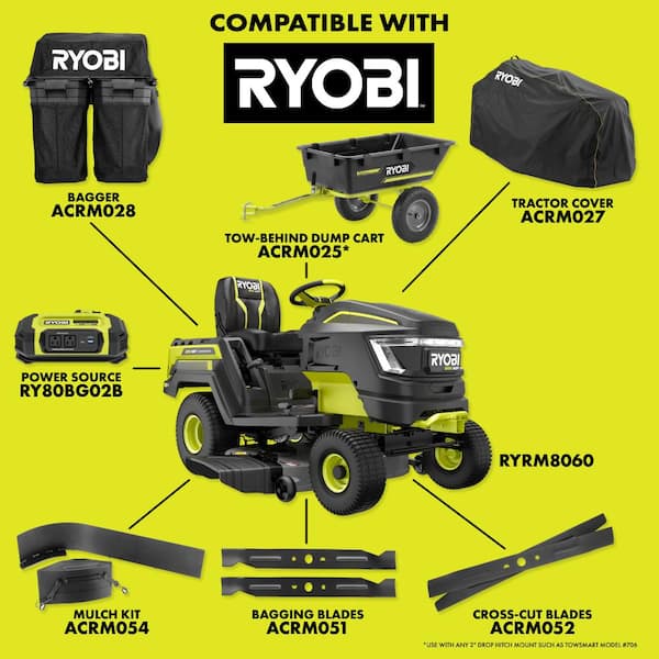 Ryobi Dump Cart For Riding Mower RYOBI 80V HP Brushless 42 Battery