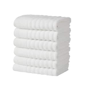 White Combed Cotton Absorbent Textured 6-Piece Hand Towel Set