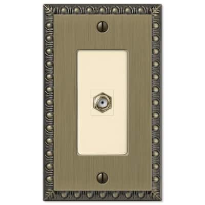 Antiquity 1 Gang Coax Metal Wall Plate - Brushed Brass