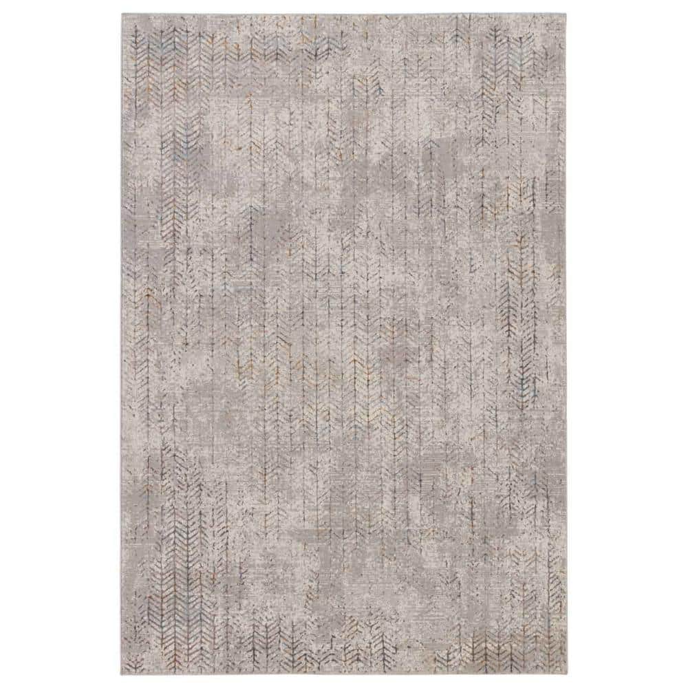 Sylvana Gray Trellis Synthetic Stain-Resistant Area Rug 5'3" x 8'