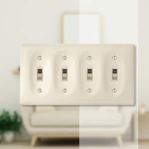 Allena 4 Gang Toggle Ceramic Wall Plate - Biscuit