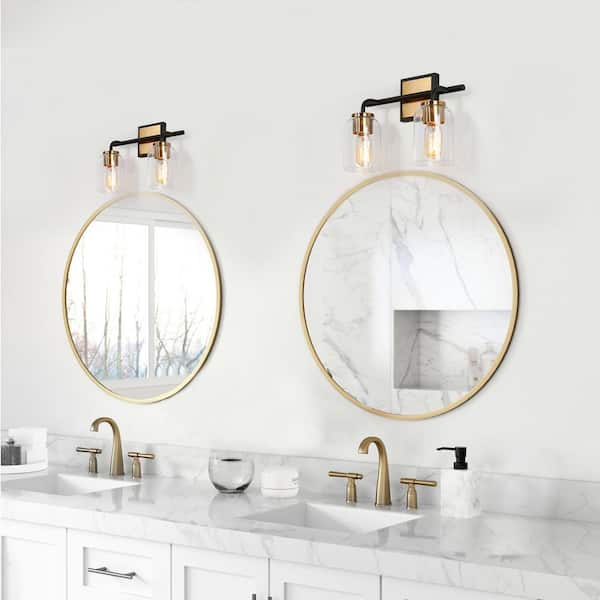 2 Lights Bathroom Vanity Wall Light Fixtures Black Wall Sconce Modern 