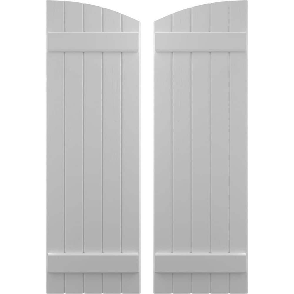 17-1/2 in. W x 45 in. H Americraft Exterior Real Wood Joined Board and Batten Shutters with Elliptical Top in Primed price history on PriceWatchPro
