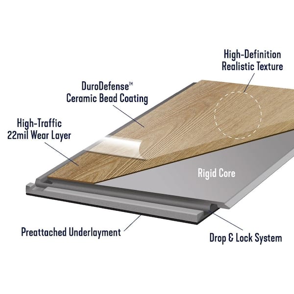 reDefine Golden Afternoon 22 MIL 7 in. W x 48 in. L Waterproof Click Lock Vinyl Tile Flooring (23.64 sq. ft./ctn)
