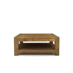 Villa 43 in. Natural Large Square Wood Coffee Table with Storage