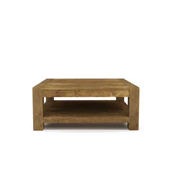 Urban Woodcraft Villa 43 in. Natural Large Square Wood Coffee Table with Storage