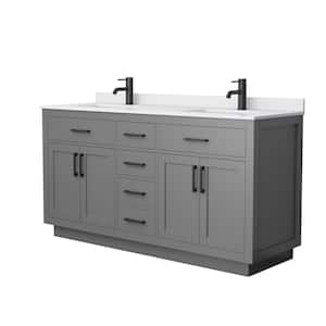 Beckett TK 66 in. W x 22 in. D x 35 in. H Double Bath Vanity in Dark Gray with White Cultured Marble Top