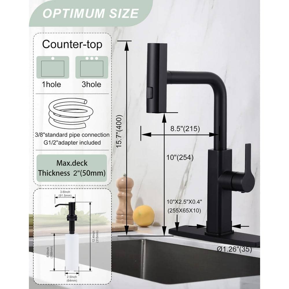 Matte Black Stainless Steel Pull Down Sprayer Faucet