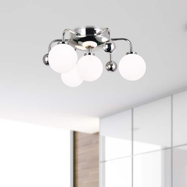 Element 4 Light Flush Mount With Polished Nickel Finish