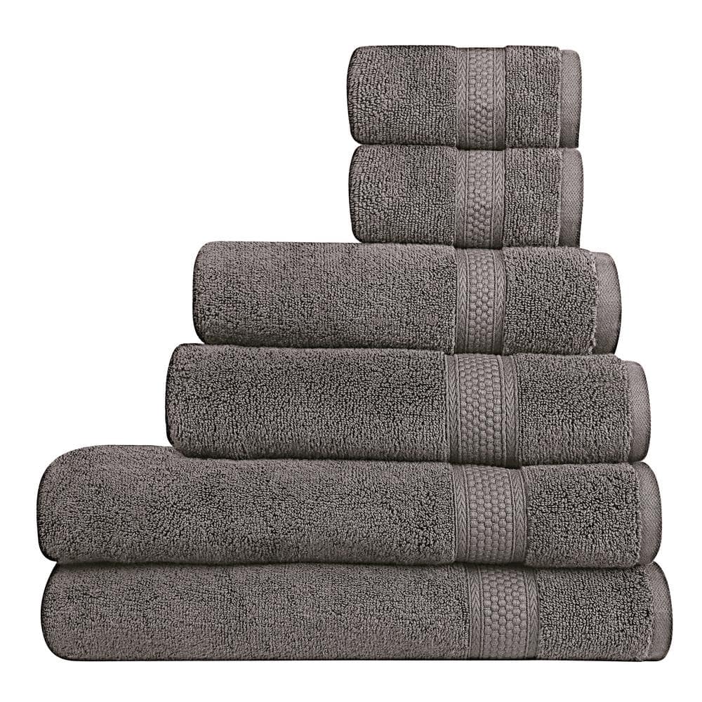 A1 Home Collections A1HC 500 GSM Duet Technology 100% Cotton Ring Spun Charcoal Quick Dry Low Lint Highly Absorbent 6 Piece Towel Set