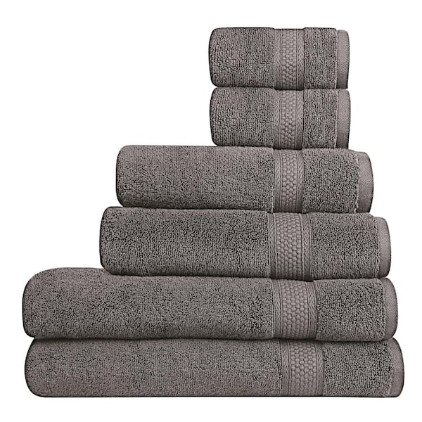 A1 Home Collections A1HC 500 GSM Duet Technology 100% Cotton Ring Spun Charcoal Quick Dry Low Lint Highly Absorbent 6 Piece Towel Set