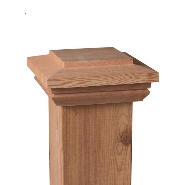 Deckorators 4-in x 4-in Newport High Pyramid Wood Redwood Deck Post Cap