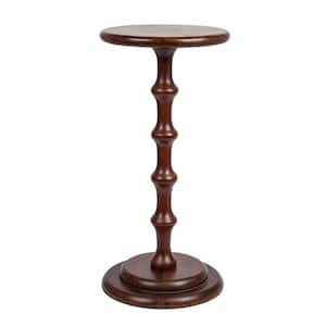 Ergo 12 in. Dark Chestnut Round Wood Pedestal Cocktail End Table