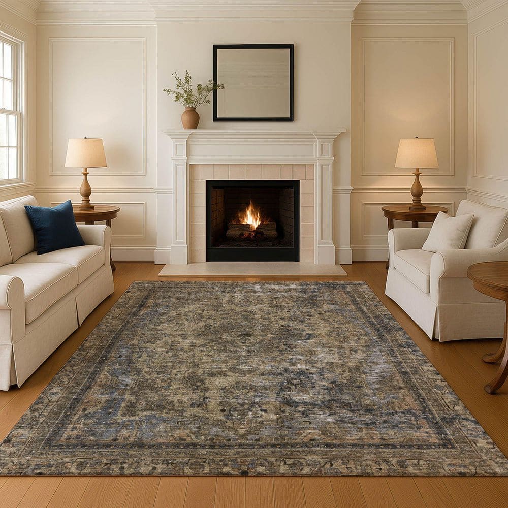 Mayfield Premium Machine Washable Abstract AMF1646 Brown 8 ft. x 10 ft. Area Rug price history on PriceWatchPro