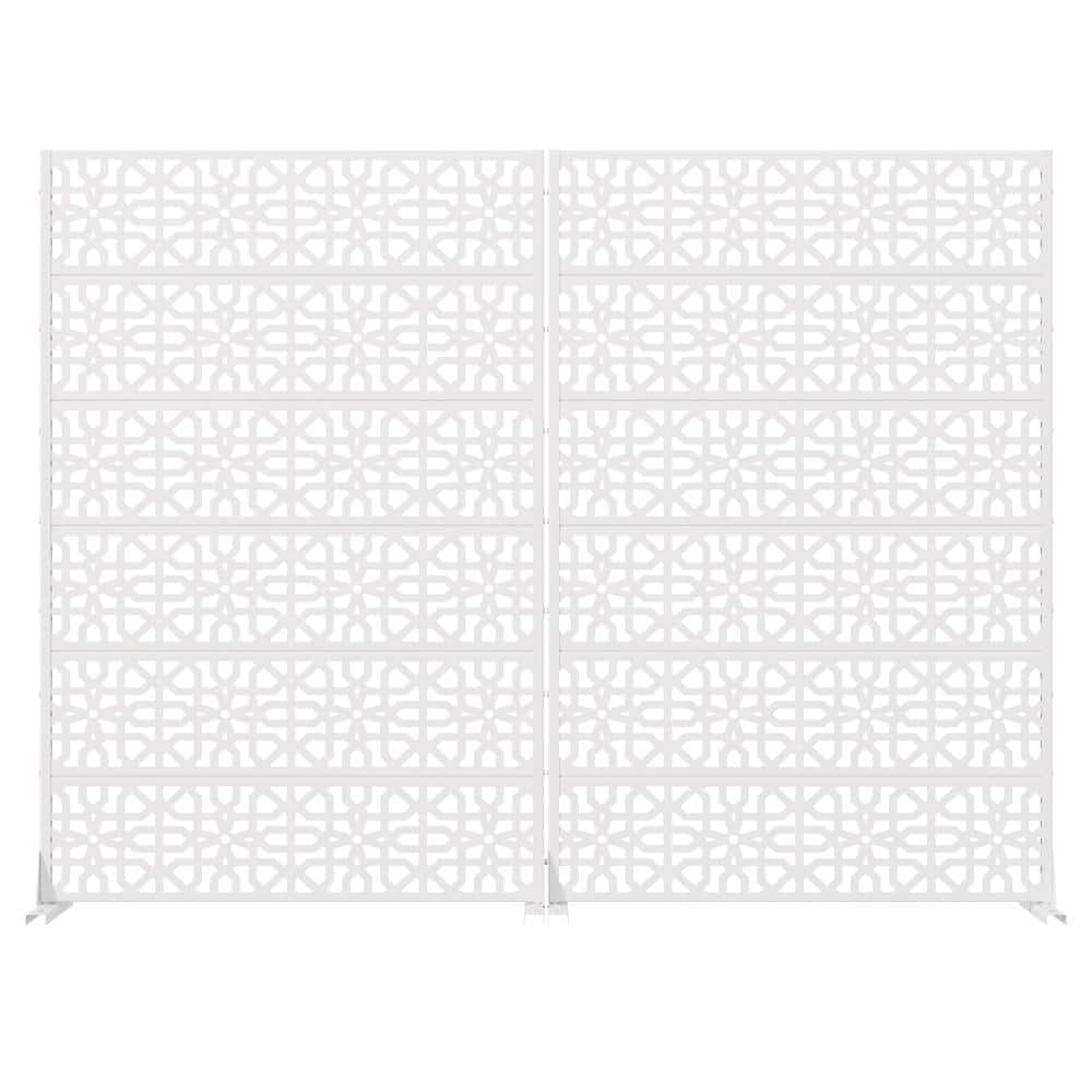 72 in. H x 47 in. W Outdoor White Galvanized Steel Decorative Garden Fence Privacy Screen (2-Pack) price history on PriceWatchPro