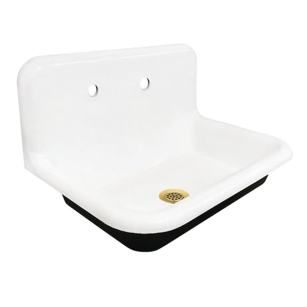 Towne Cast Iron 30 in. Wall Mount Laundry/Utility Sink in White with Drain