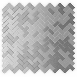 Take Home Sample - Earl Grey Stainless Steel 4 in. x 4 in. Metal Peel and Stick Wall Mosaic Tile (0.11 sq.ft.)