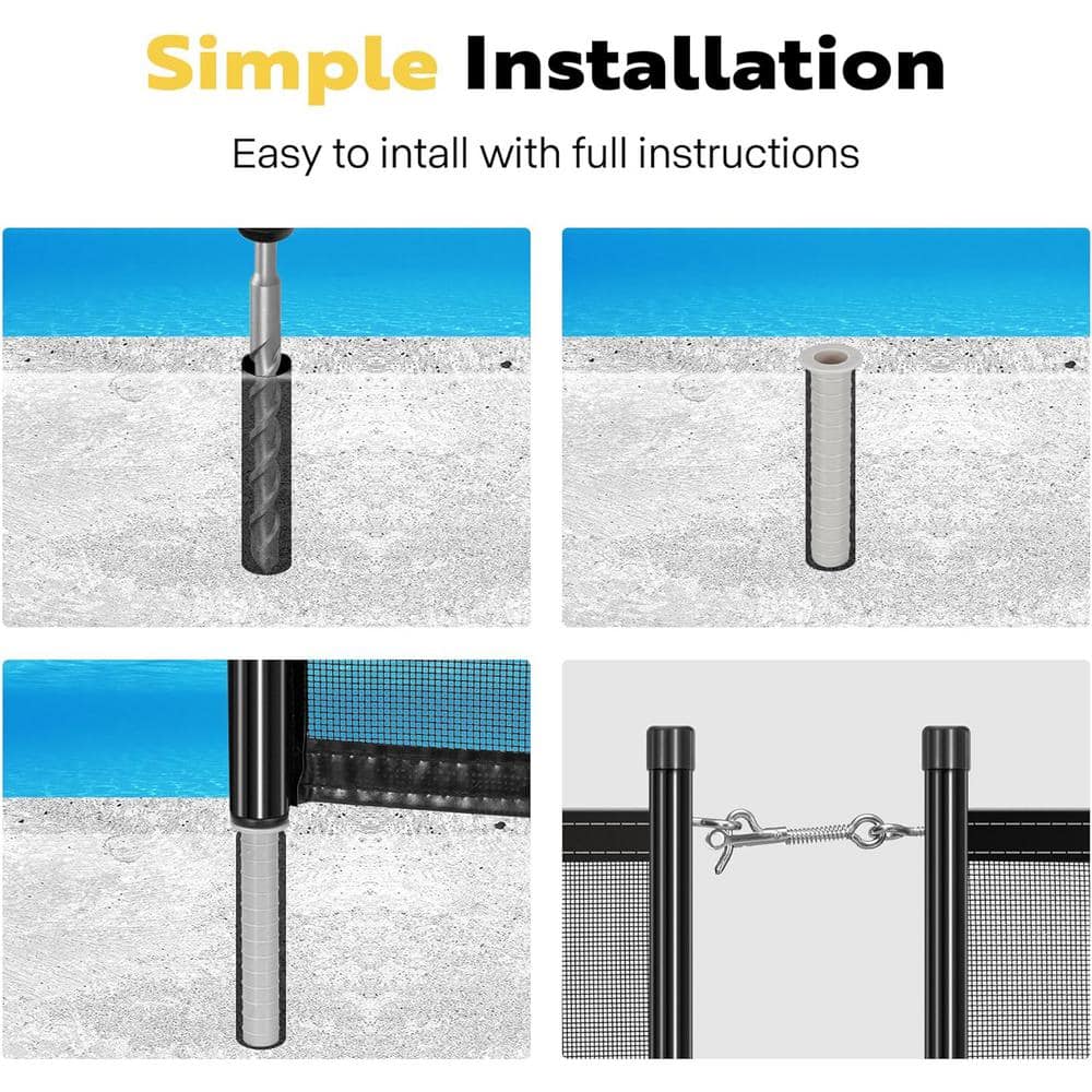 Black Aluminum and Mesh 4 ft. x 12 ft. Pool Safety Fence