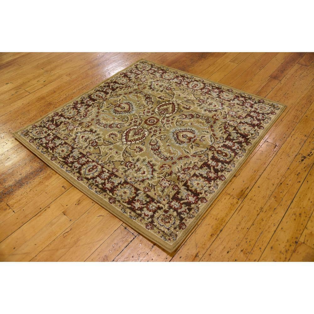 Aditi Collection 4' Square Tan Synthetic Rug