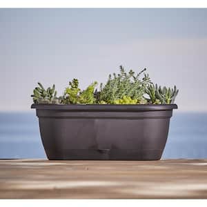 Lucca 19 in. Pebble Stone Plastic Self-Watering Window Box with Saucer