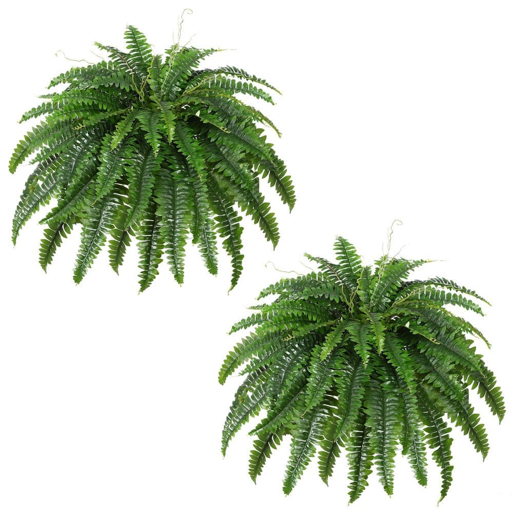 45 in. Green Plastic Artificial Boston Fern Bush for Office, Living Room and Outdoor Decor (2-Pack) price history on PriceWatchPro