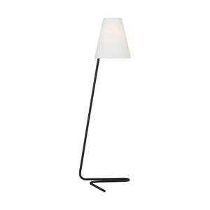 Jaxon 20.875 in. W x 55.125 in. H Aged Iron 1-Light Standard Floor Lamp for Living Room with White Linen Fabric Shade