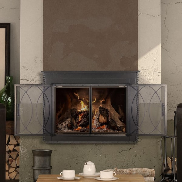 Pleasant Hearth Arrington Medium Glass Fireplace Doors AR-1021 - The Home  Depot