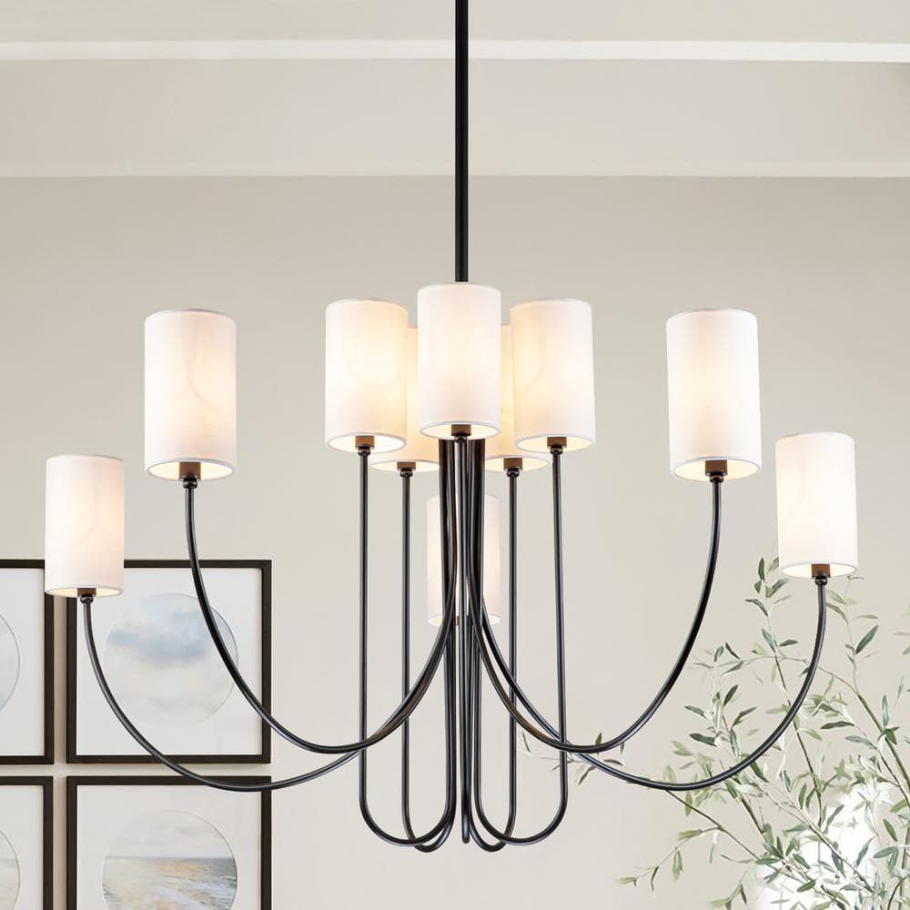 Lorise 10-Light Old Bronze Modern Sputnik Chandelier for Dining Room with Cylindrical Fabric Shade price history on PriceWatchPro