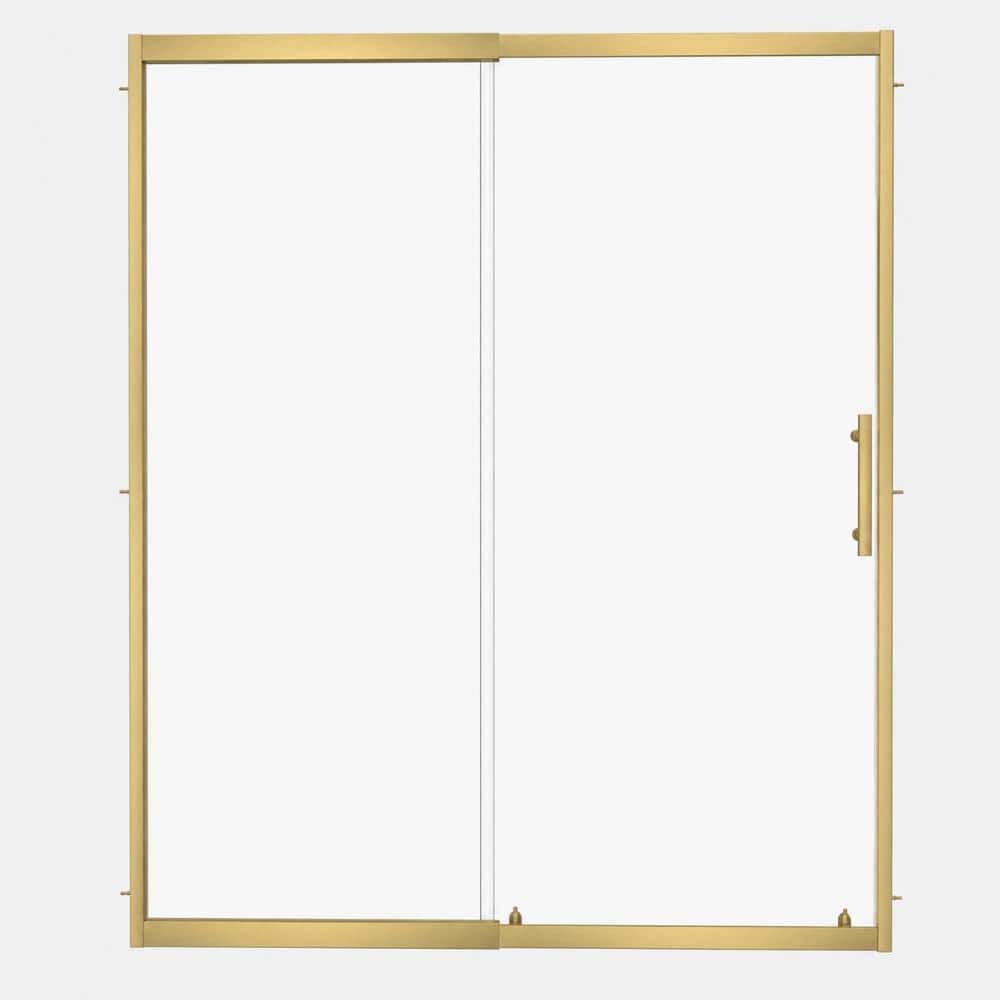 "56"" to 60"" W x 72"" H Framed Reversible Single Sliding Shower Door with Clear Glass, Brushed Gold" price history on PriceWatchPro