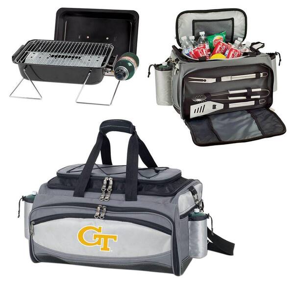 Picnic Time Vulcan Georgia Tech Tailgating Cooler and Propane Gas Grill Kit with Embroidered Logo