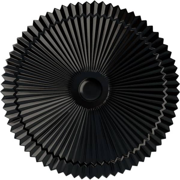 24" x 3" Shakuras Urethane Ceiling Medallion (Fits Canopies upto 5"), Hand-Painted Jet Black