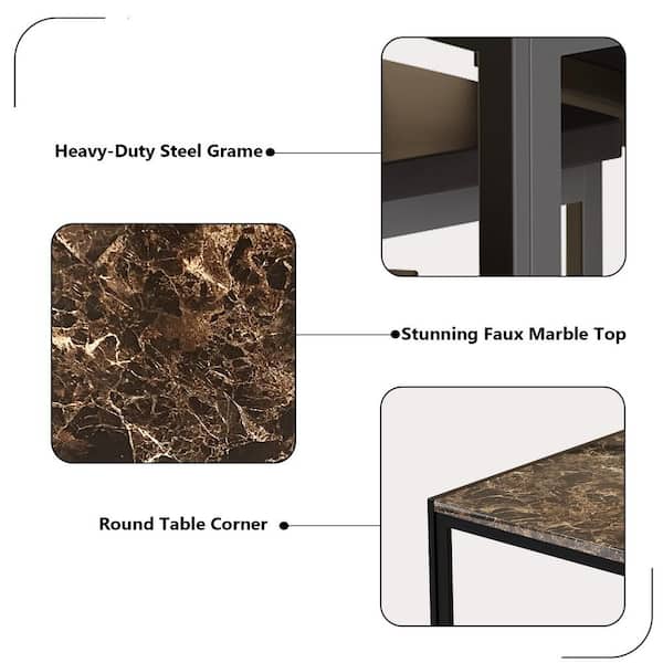 mieres Eureka Modern 5-Piece Rectangular Brown Faux Marble Top  