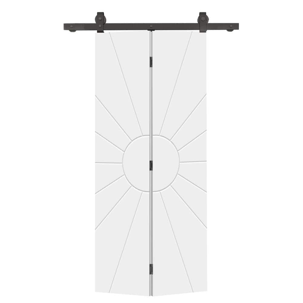 Sun 38 in. x 84 in. White Painted MDF Modern Bi-Fold Barn Door with Sliding Hardware Kit price history on PriceWatchPro
